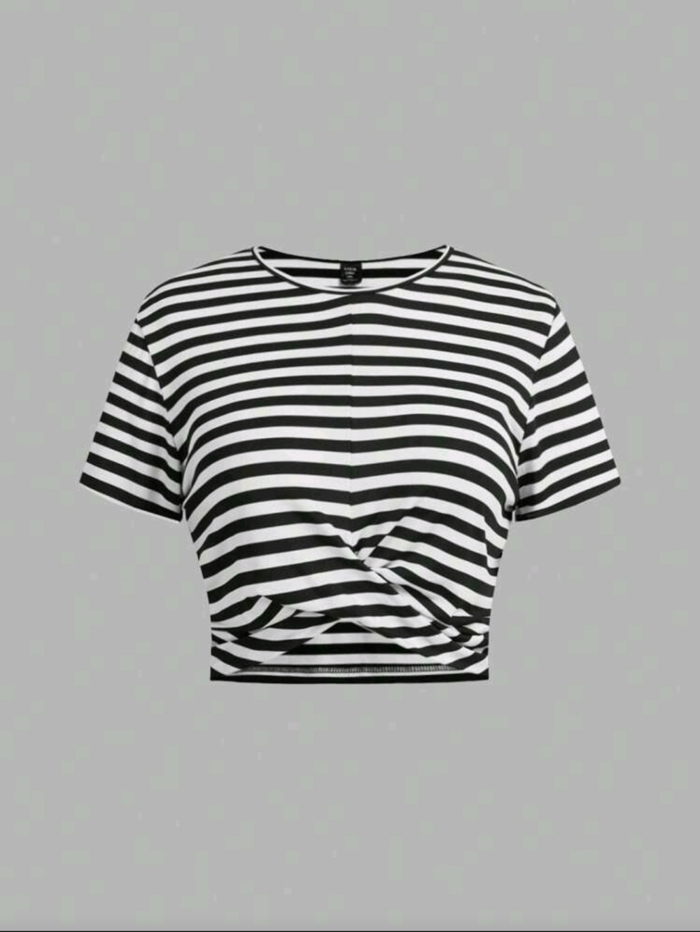SHEIN Black and White Striped Twist-Front Crop Top